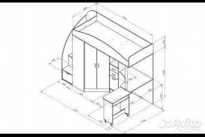 Кровать-чердак 3-16лет+матрас в подарок