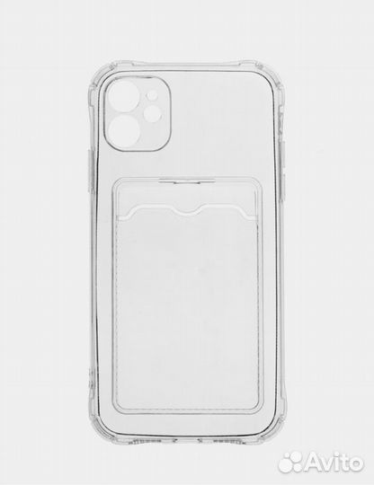 Чехол прозрачный с карманом для карт на iPhone