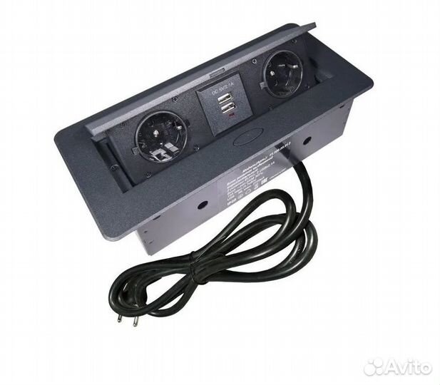 Выдвижной встраиваемый блок 2 розетки + 2 usb