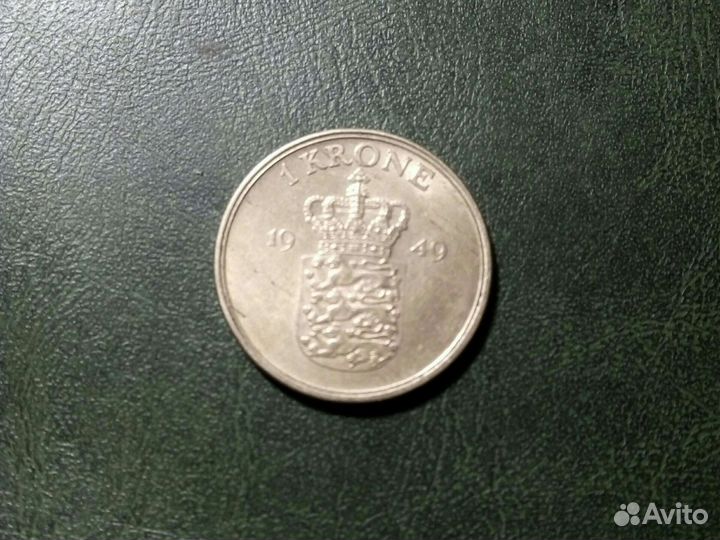 Монеты Дании1крона 1948/49 год /Frederik 9/2шт