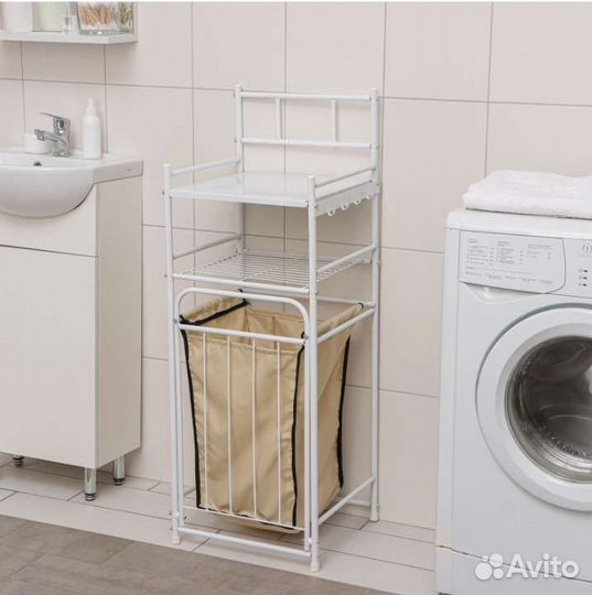 Стеллаж в ванную с корзиной новый