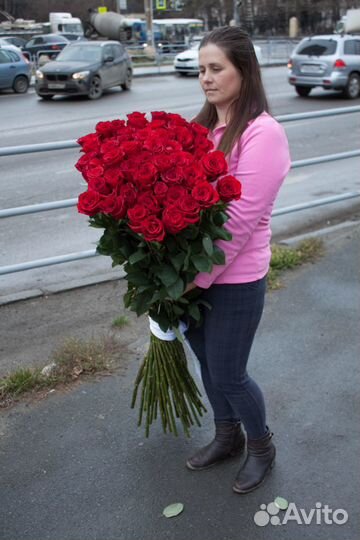 Букет из 55 красных роз 110 см