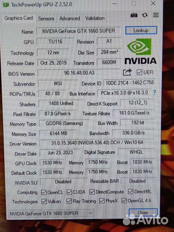 MSI GTX 1660 super gaming X 6GB объявление продам