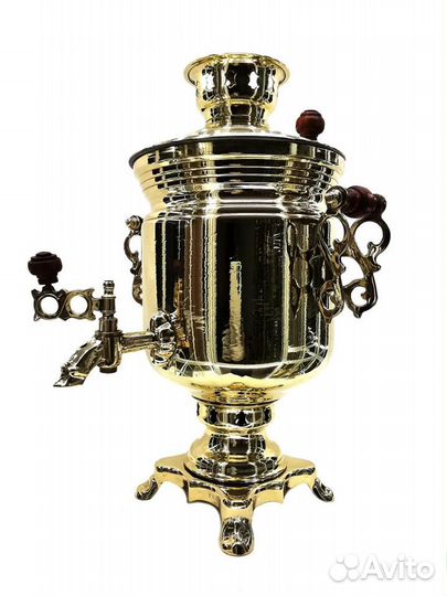 Современный самовар на дровах латунь Банка 2,5л