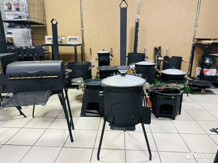 Казан чугунный 10 литров + печь+шумовка +соусница