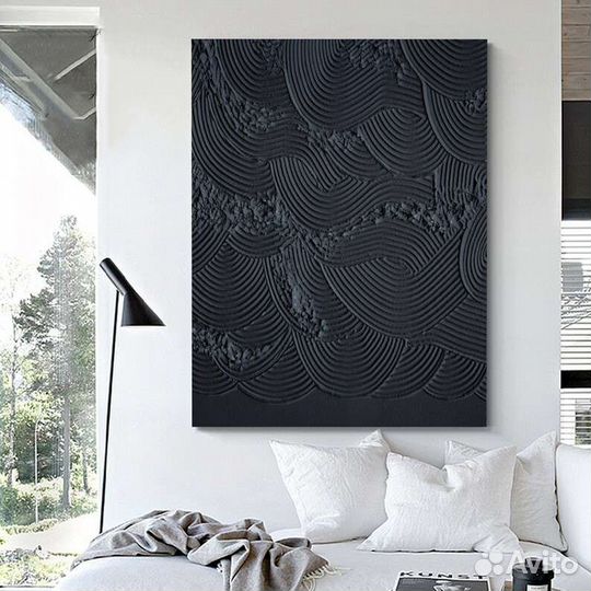 Картина маслом черная абстракция