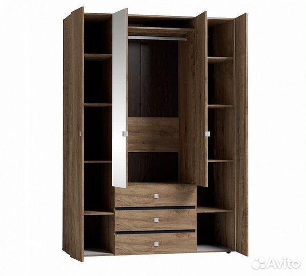 Шкаф с зеркалом и ящиками дуб табачный 160 см