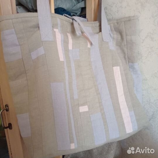 Льняная сумка, прихватки, коврик пэчворк