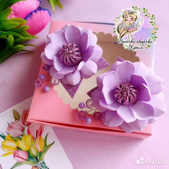 Цветы на заколках (резинках)