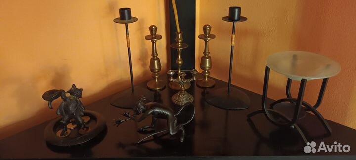 Подсвечник латунь, чугун, металл. Винтаж. СССР