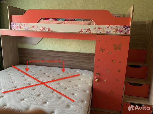 Детская кровать-чердак со шкафом и лестницей