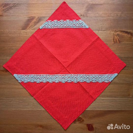 Салфетки 30х30 лён с кружевом