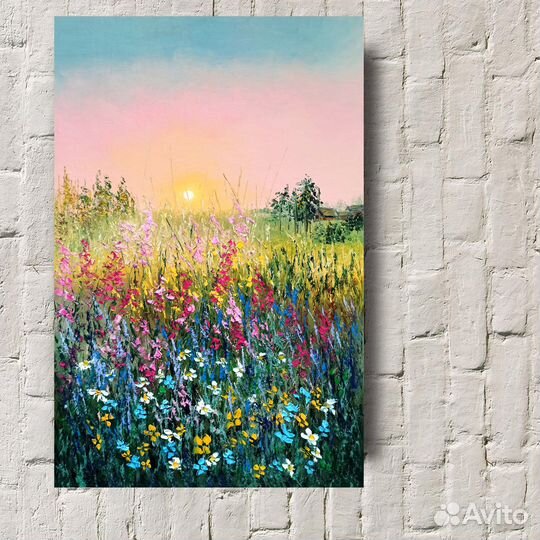 Картина маслом Полевые цветы Рассвет