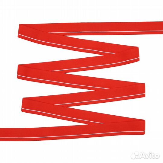 Красный/белая полоса Резинка мягкая тканая 24 г/м