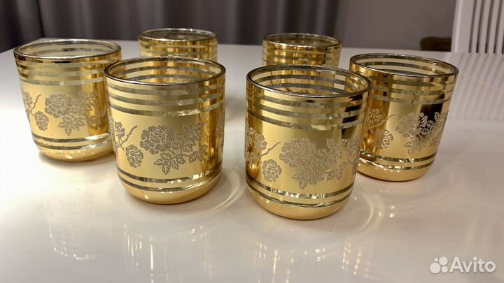 Стаканы. Бокалы позолоченые с серебрянным рисунком