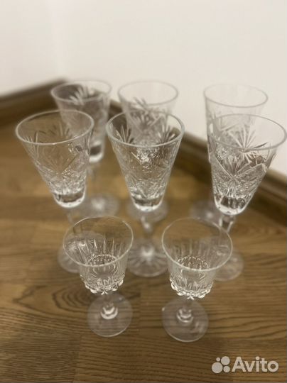 Хрустальный сервиз бокалы рюмки 8 предметов