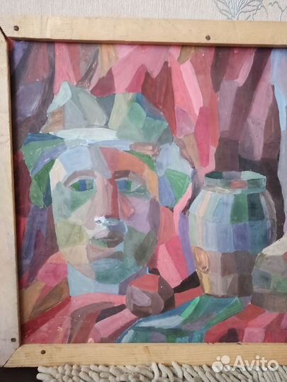 Картина, СССР, авангард, натюрморт с маской, 80-е