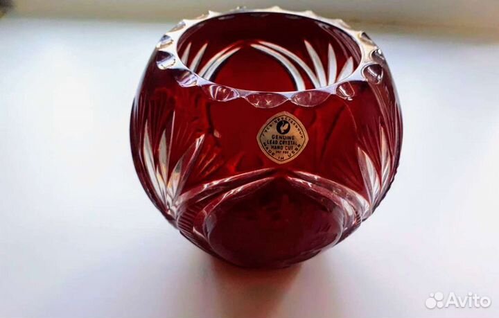 Ваза для фруктов цветной хрусталь