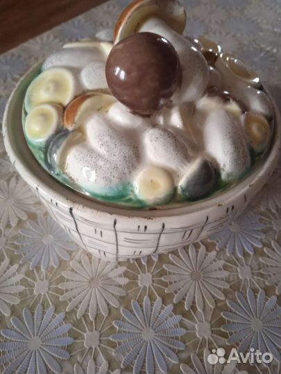 Масленка Грибное Лукошко фарфор 50 г СССР винтаж