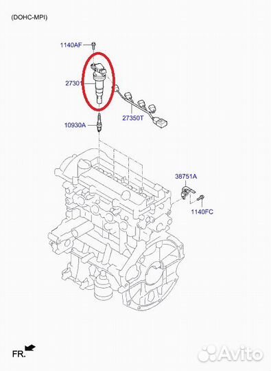 Катушка зажигания Kia Rio 4 седан 1.4 G4LC 2021