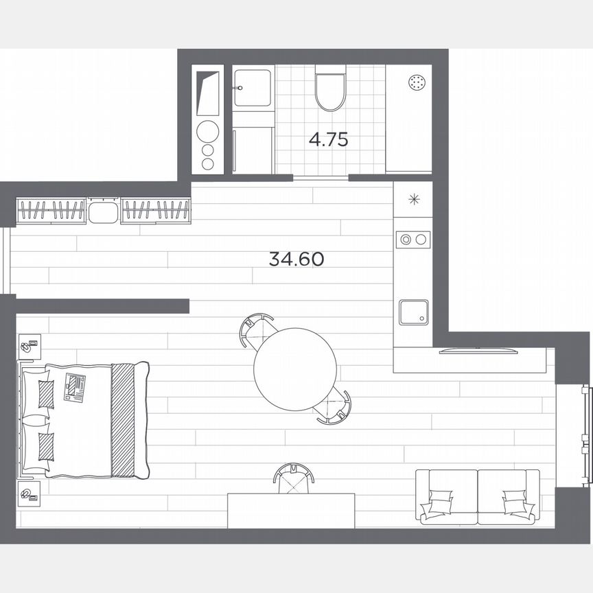 Апартаменты-студия, 39,4 м², 4/14 эт.