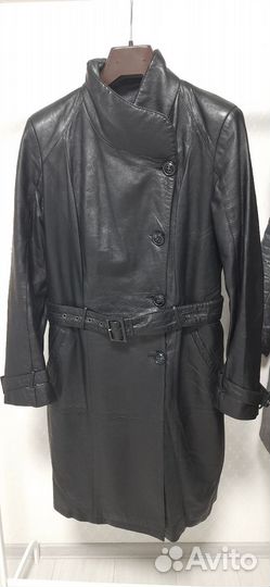 Кожаный плащ женский