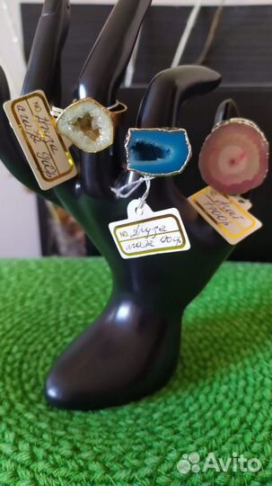 Кольца с агатом и кварцем