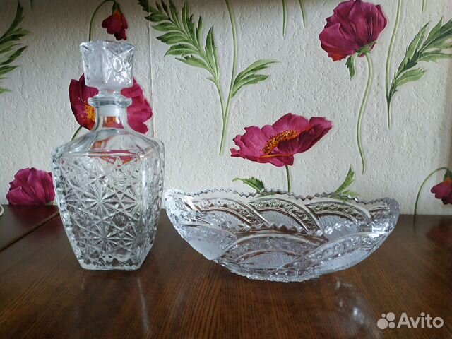 Ваза, штоф, розетки, икорница хрустальные