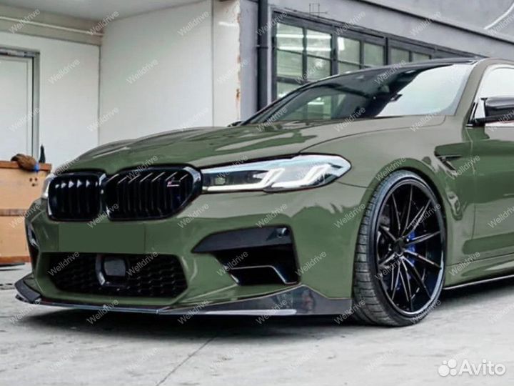 Губа передняя BMW M5 F90 рест черный глянец