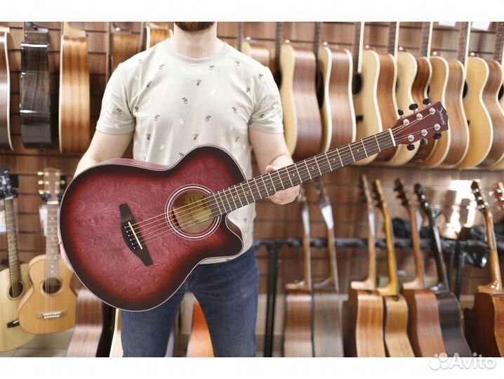 Shinobi B-1/RD акустическая гитара красный санберс