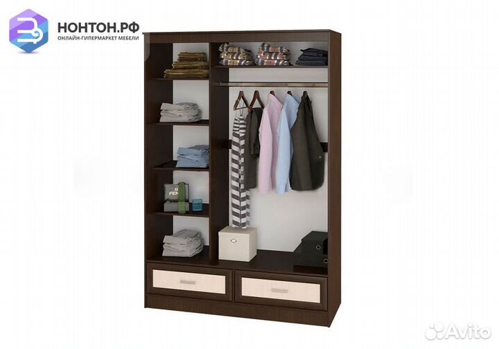 Шкаф-купе Модерн дуб беленый / венге
