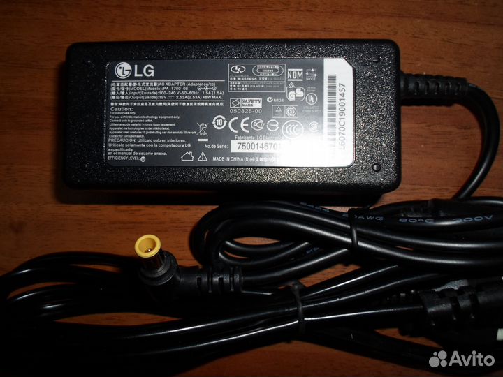 Блок питания для монитора LG 19В 2.53А 48W 6.5x4.4