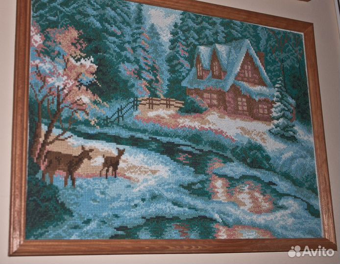 Вышивка Крестом Домик в лесу