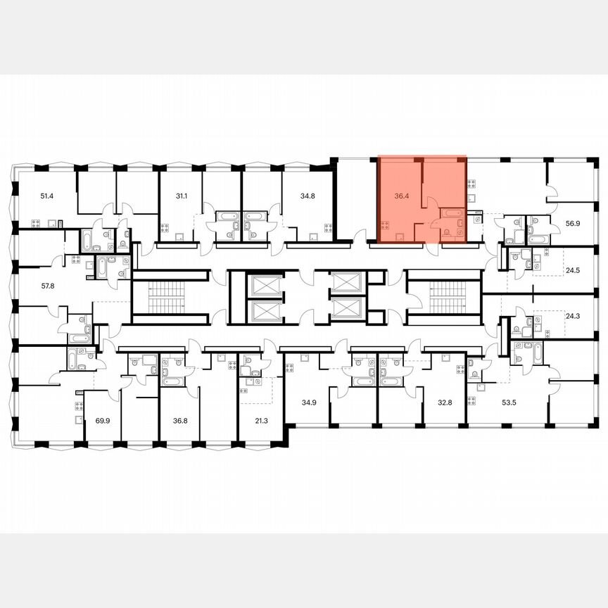 1-к. квартира, 36,4 м², 21/32 эт.