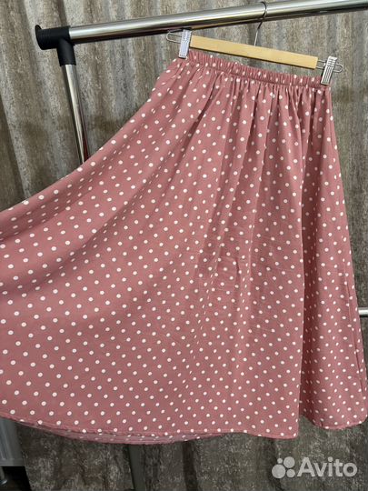 Платье солнце розовое в горошек в стиле 60х