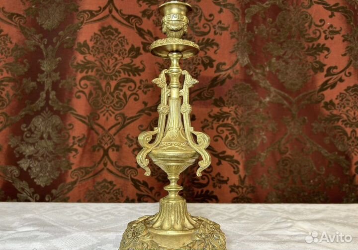 Антикварный подсвечник в золочении Царская Россия