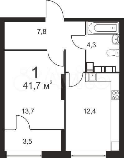1-к. квартира, 41,6 м², 24/25 эт.