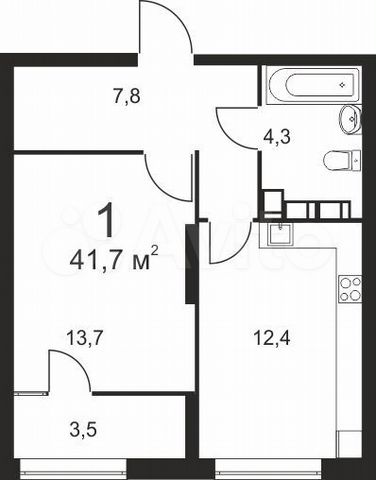 1-к. квартира, 41,6 м², 24/25 эт.