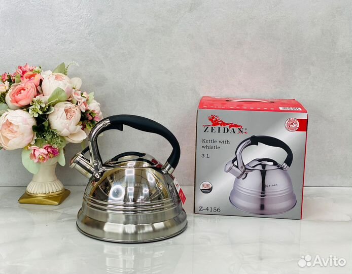 Чайник zeidan металический, со свистком 3л 1500