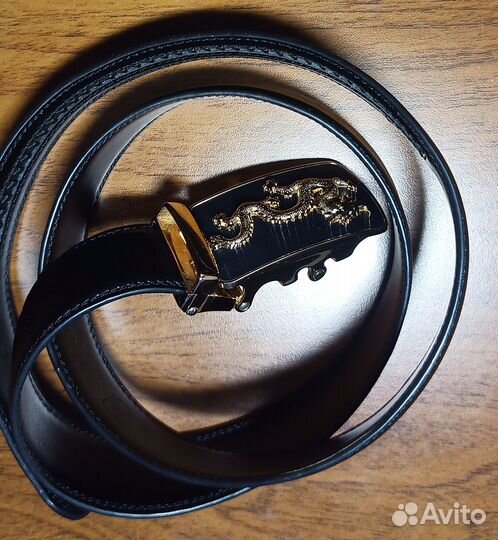 Мужской ремень Дракон пряжка автомат пресс кожа