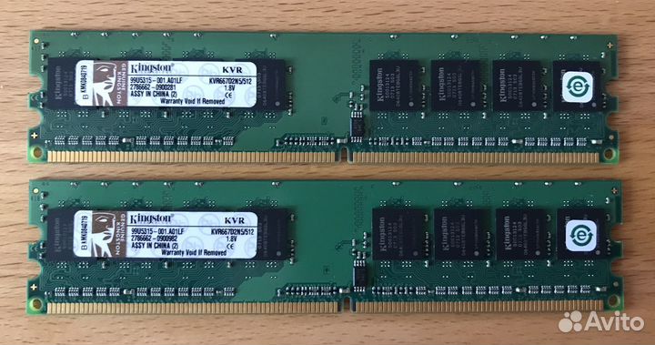 Оперативная память ddr2 512 mb X 2