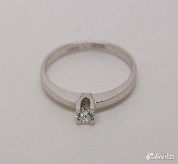 Золотое кольцо с бриллиантом Ф 3.4 мм