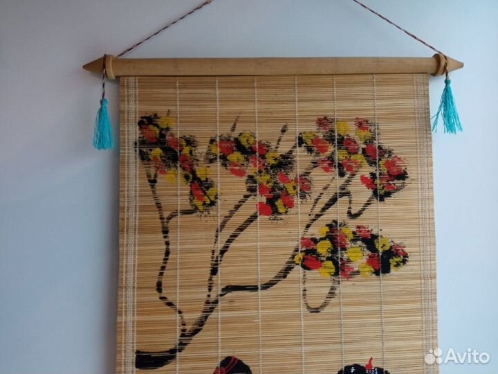 Настенное панно свиток из бамбука Индия Редкость