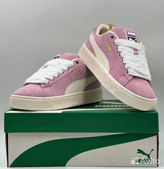 Кроссовки женские дутые розовые Puma Suede XL