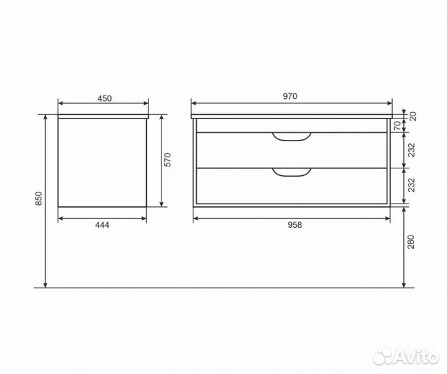 Тумба с раковиной Uperwood Modul 100 матовая, черн