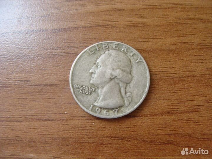 Монета quarter dollar Liberty. 1967 год