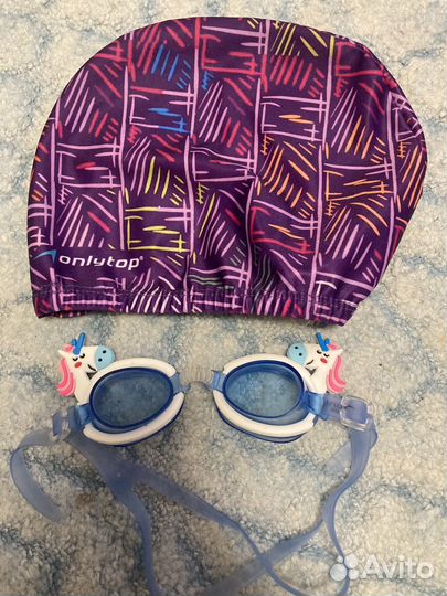 Шапочка и очки для плавания детские