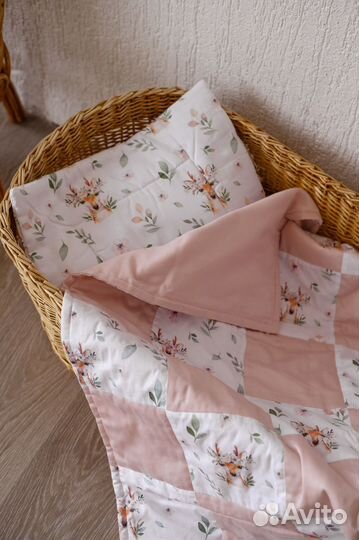 Одеяло лоскутное детское и подушка
