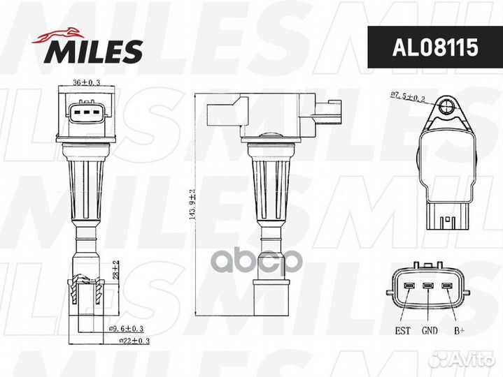 Катушка зажигания mazda 2/3 AL08116 Miles