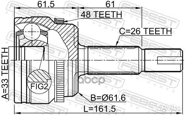 ШРУС наружный 33X61.6X26 подходит для toyota